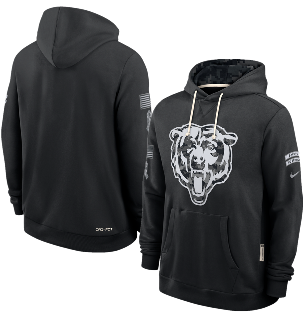 Men's Black Chicago Bears 2026 Salute to Service Sideline Dri-FIT Pullover Hoodie